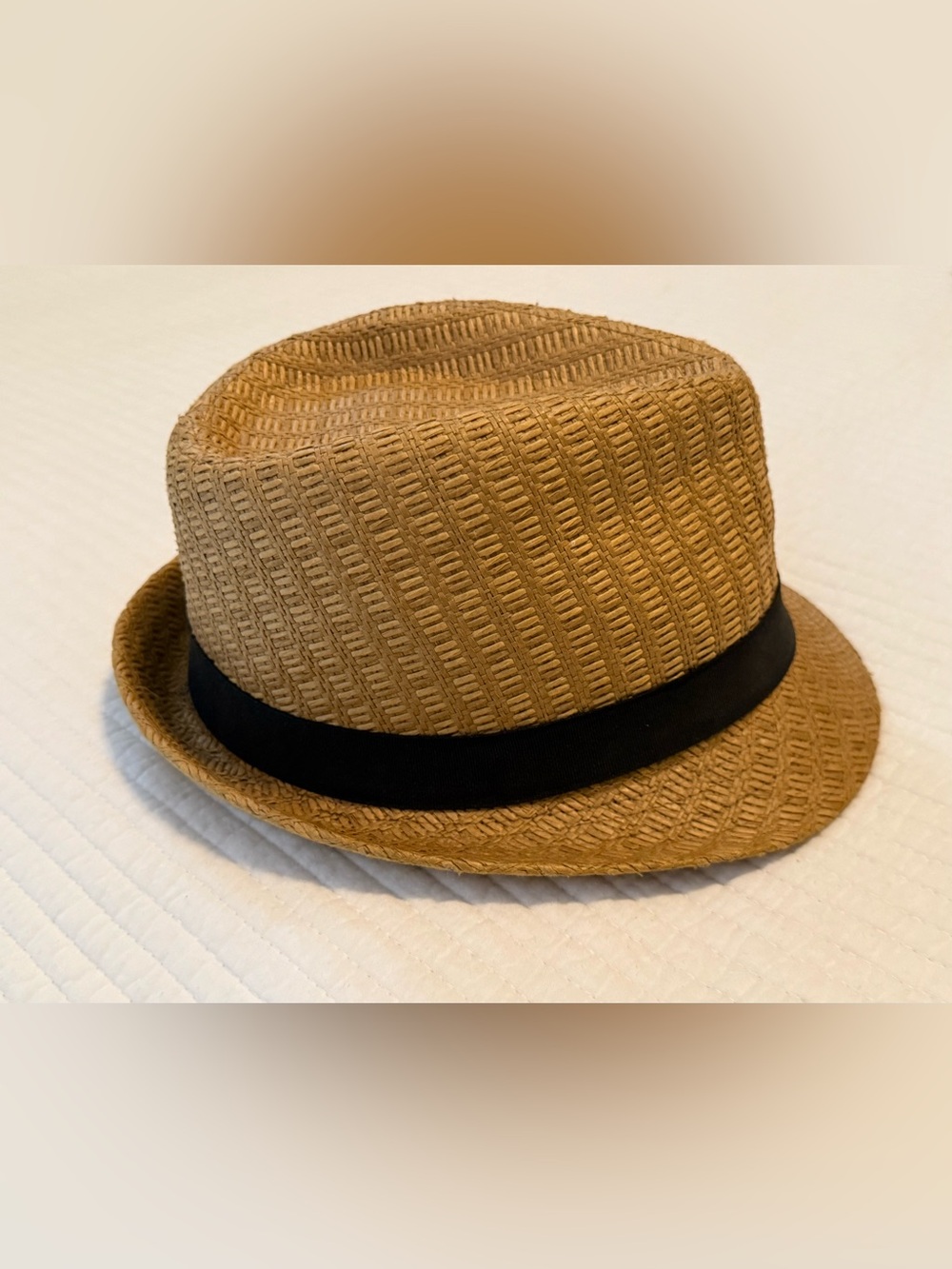 Vintage Milani Tan Straw Fedora with Black Label